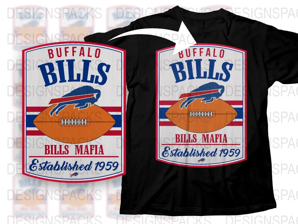 Buffalo Bills T-Shirt, Bills Mafia Logo Tee, Football Fan Gift, Vintage Style Apparel 1959