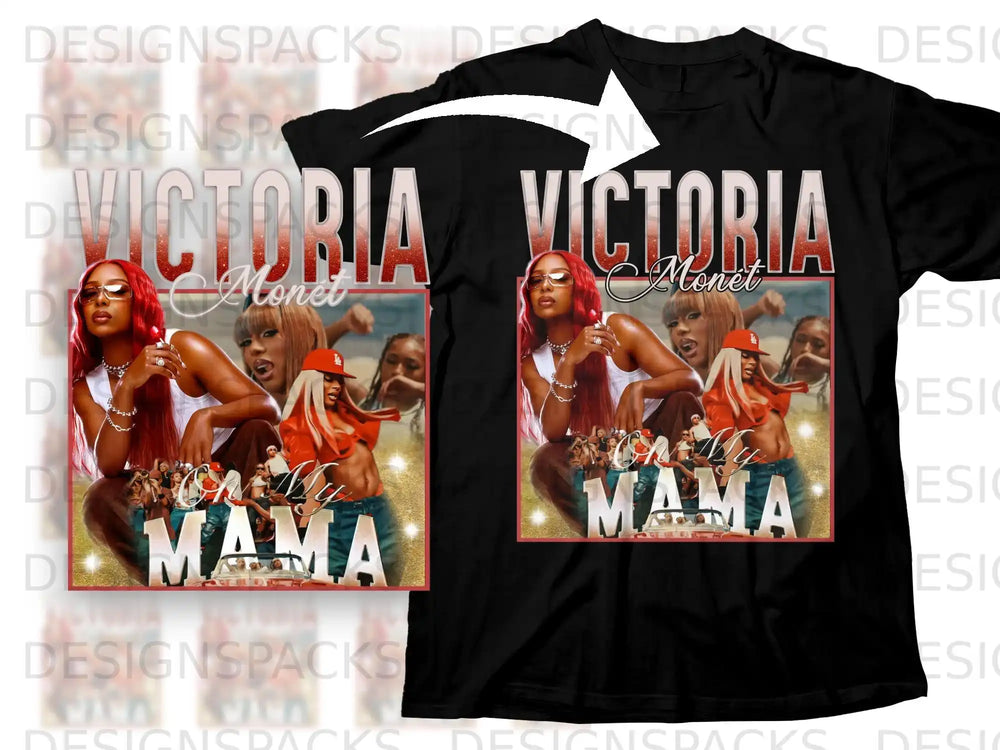 Victoria Monet graphic t-shirt with "On My Mama" text.