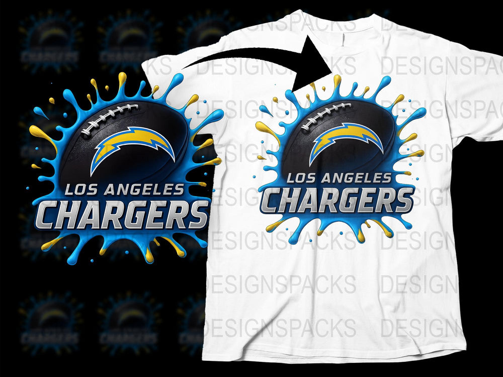 Los Angeles Chargers T-Shirt, Splash Art Design, NFL Team Apparel, Bold Graphic Tee, Sports Fan Gift