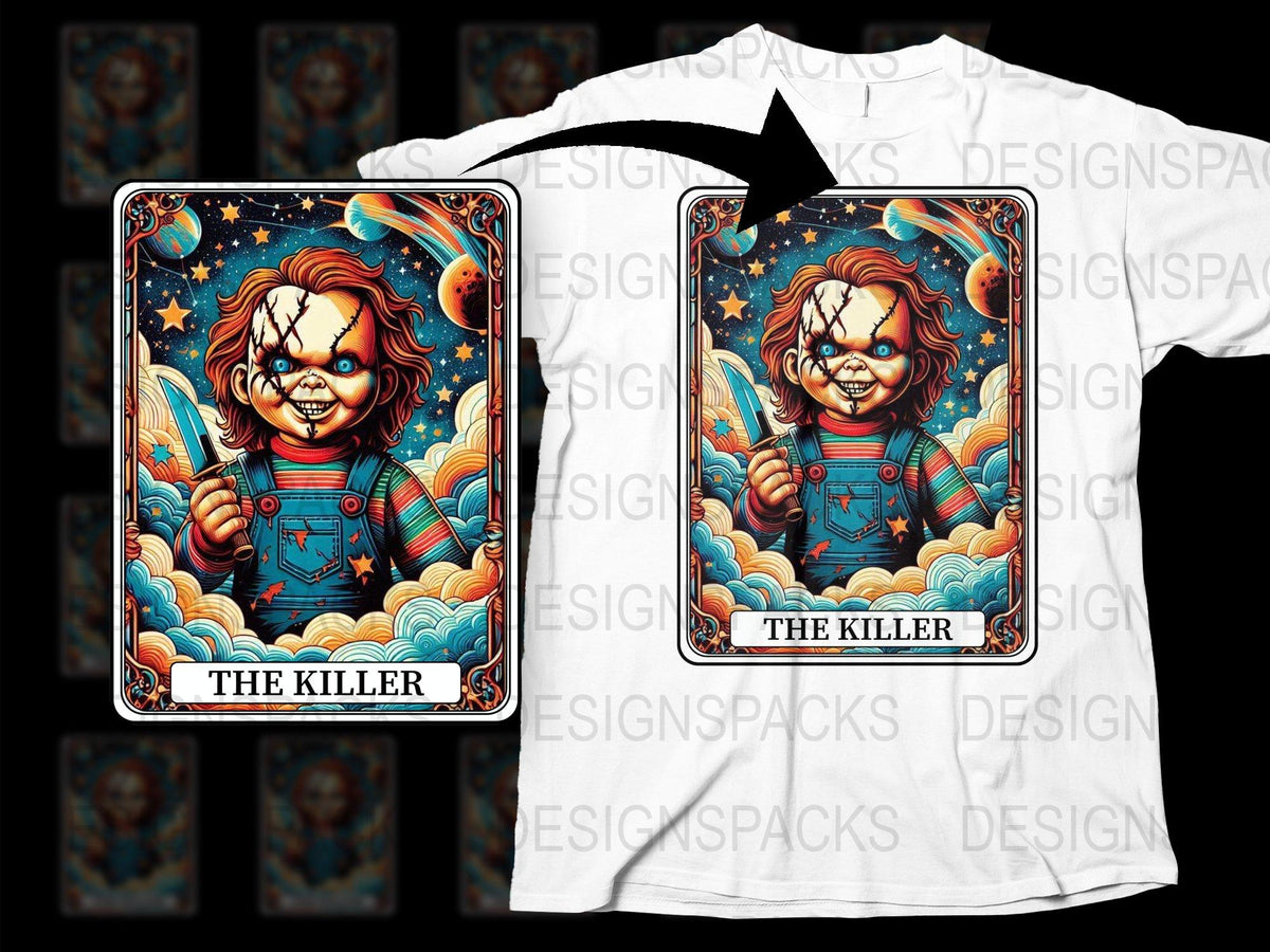 Horror Themed T-Shirt, 'The Killer' Clown Graphic Tee, Unisex Horror Movie Inspired Cotton Shirt