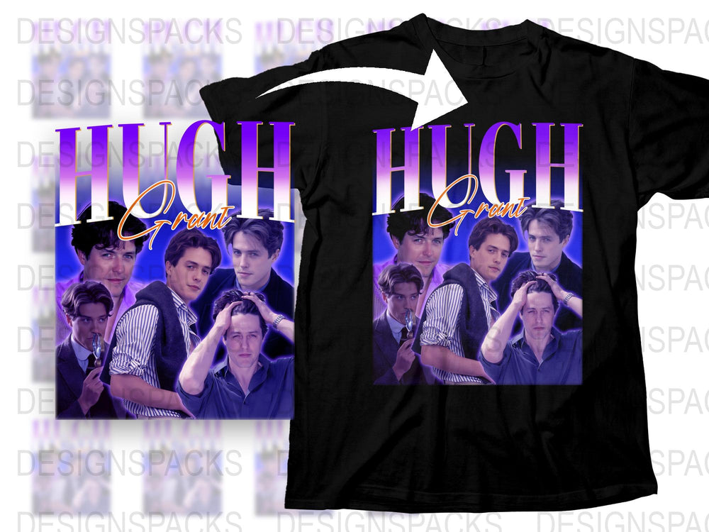 Hugh Grant Vintage Movie Collage T-Shirt, Retro 90s Film Graphic Tee, Fashionable Unisex Pop Culture Top