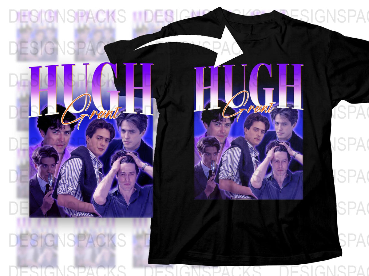 Hugh Grant Vintage Movie Collage T-Shirt, Retro 90s Film Graphic Tee, Fashionable Unisex Pop Culture Top
