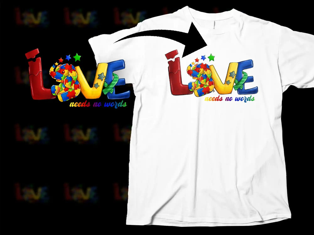 Colorful Love Needs No Words Graphic T-Shirt, Multicolor LGBT Pride Tee, Unisex Fashion Top