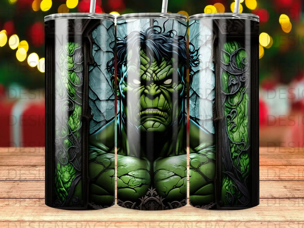 Hulk's intense green face with ripped muscles, framed by dark, thorny vines.