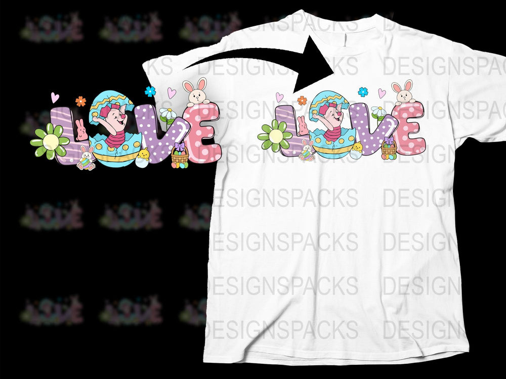 Cute Bunny Love T-Shirt, Colorful Easter Rabbit Graphic Tee, Spring Casual Outfit for All Ages.
