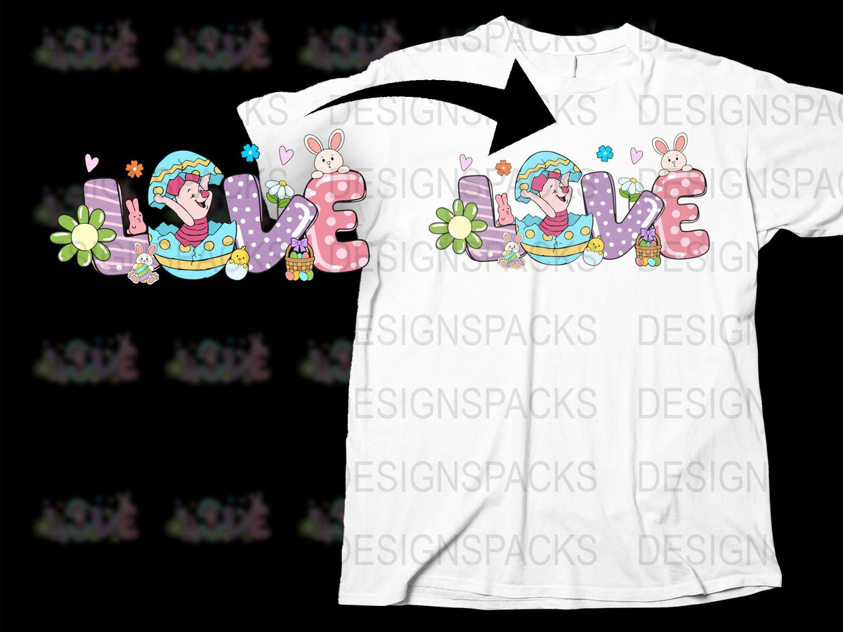Cute Bunny Love T-Shirt, Colorful Easter Rabbit Graphic Tee, Spring Casual Outfit for All Ages.