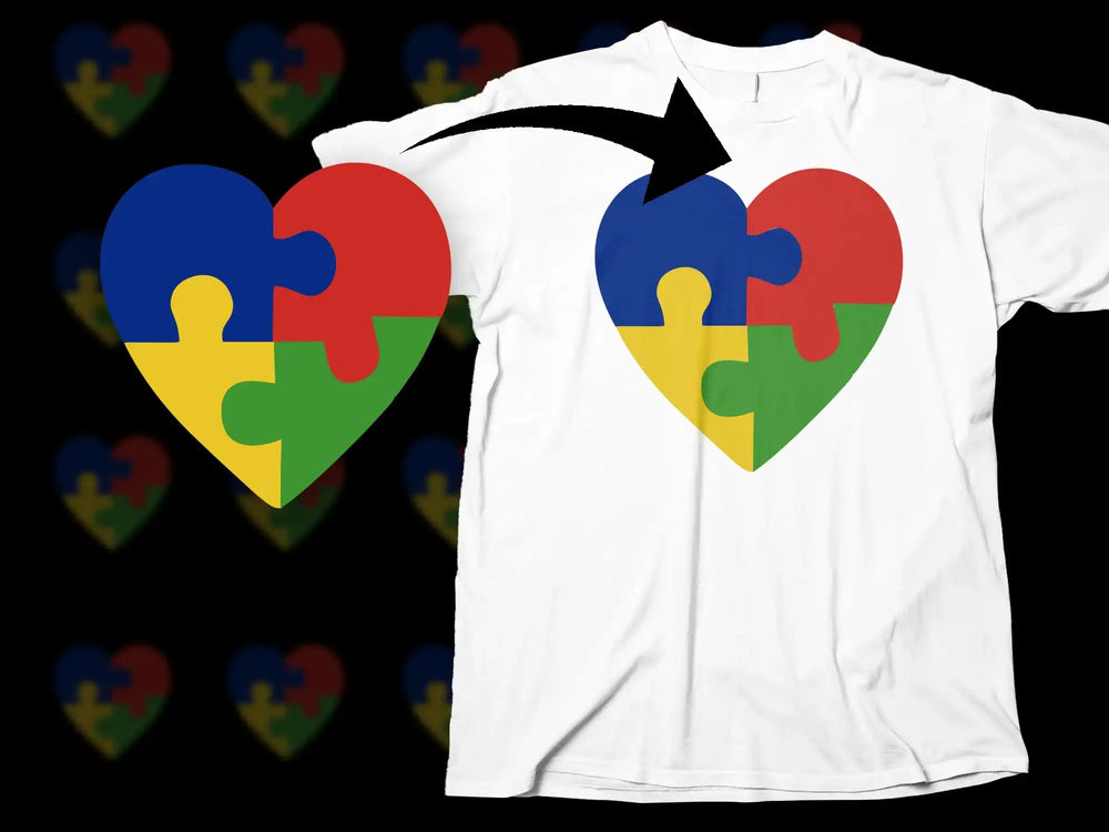 Autism Awareness Puzzle Heart T-Shirt, Colorful Autism Support Tee, Unisex Adult and Kids Sizes