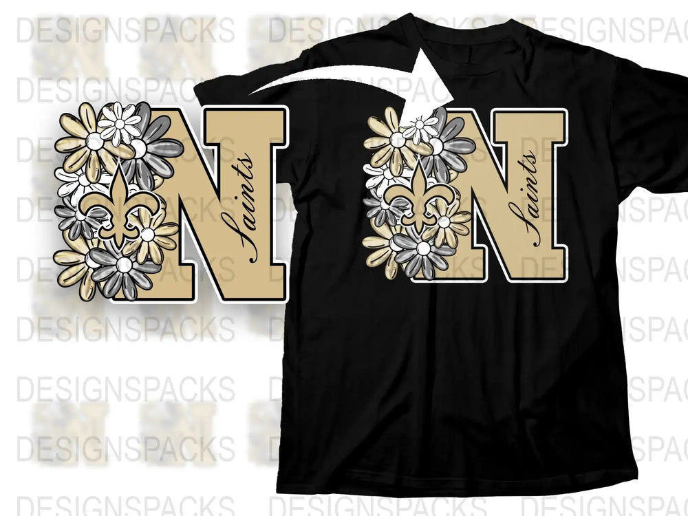 Custom Floral Letter N T-Shirt, Personalized Daisy Initial Tee, Monogram N Shirt, Unique Gift Idea, Stylish Alphabet Graphic Top