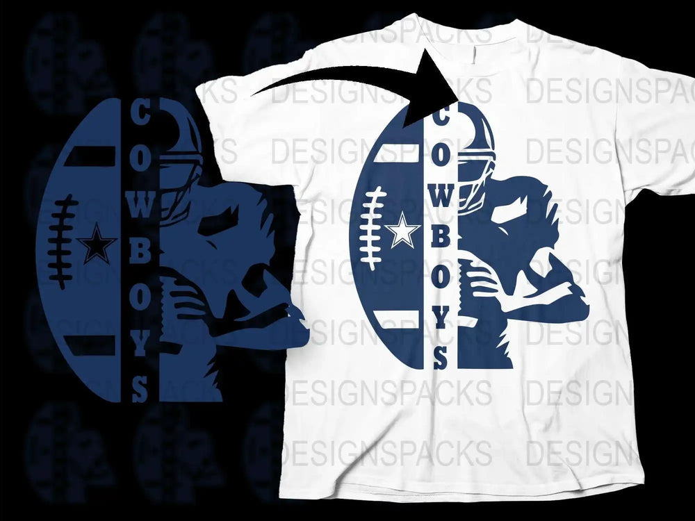 Dallas Football Team T-Shirt, Cowboy Silhouette Graphic Tee, Sports Fan Apparel, Casual Wear