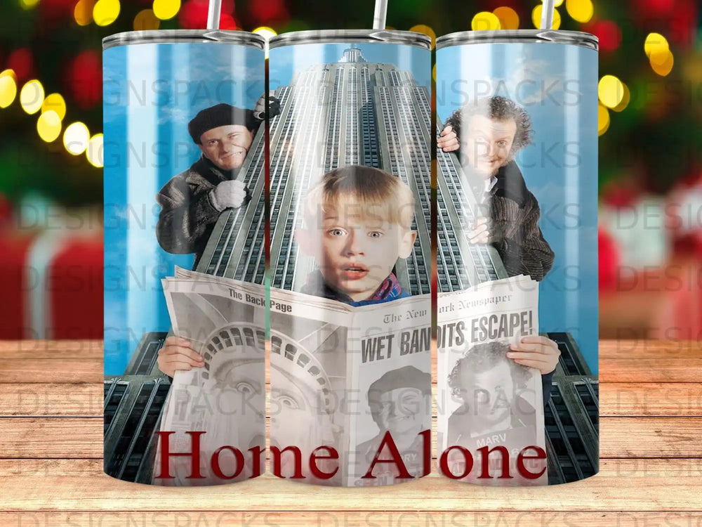 Home Alone movie poster scene with newspaper and Empire State Building.