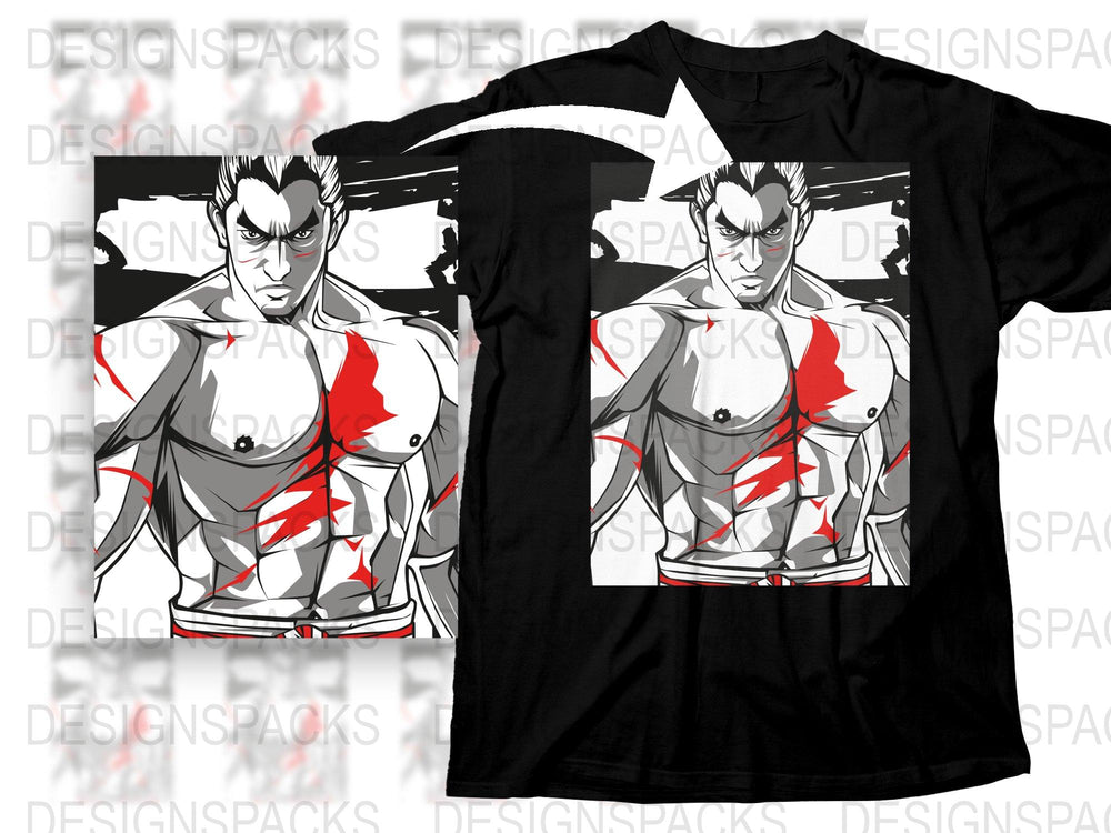 Anime Graphic T-Shirt, Bold Red and White Design on Black Tee, Unisex Manga Apparel, Stylish Casual Streetwear, Gift for Anime Fans