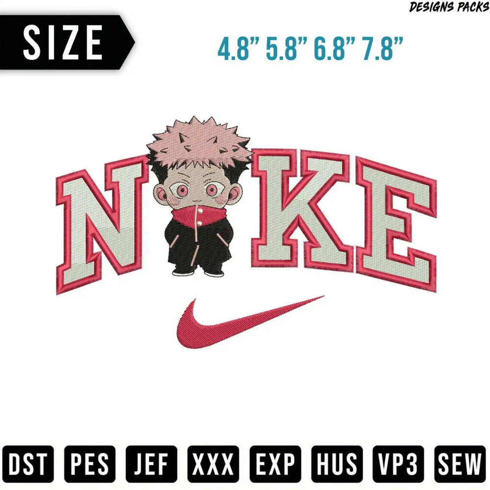 Chibi character wearing a red jacket with Nike logo.