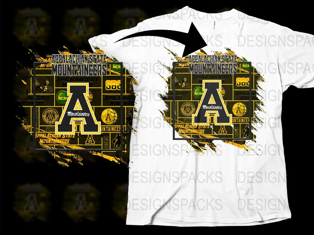 NCAA Appalachian State Mountaineers T-Shirt, College Football Graphic Tee, Sports Fan Apparel, Distressed Logo Design