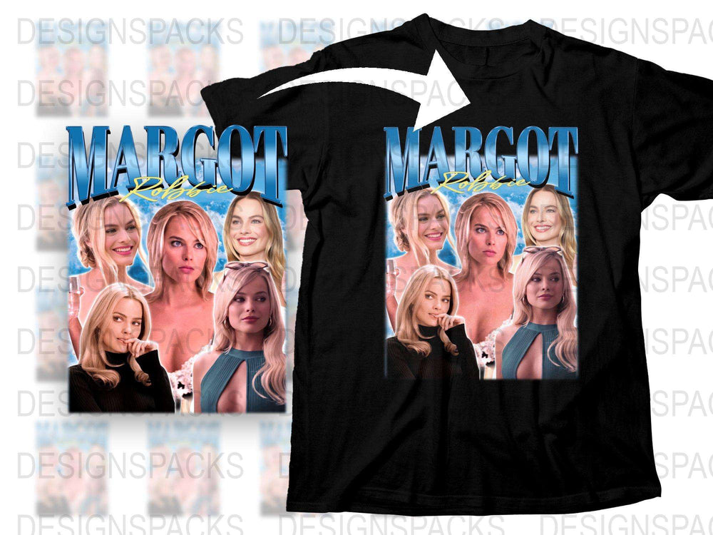 Margot Robbie Inspired Collage T-Shirt, Celebrity Fan Art, Graphic Tee, Unique Gift Idea, Fashion Apparel