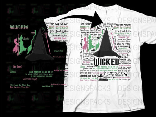 Wicked Musical Inspired T-Shirt, Broadway Show Lyrics Design, Theatre Fan Gift, Black and White Graphic Tee