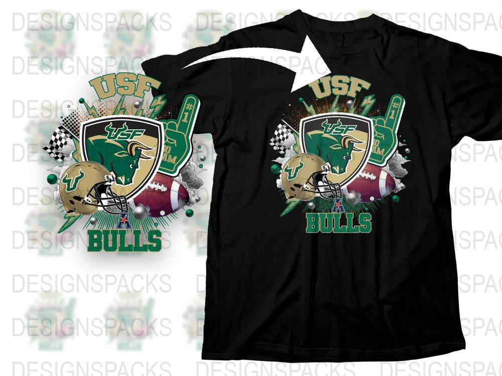 USF Bulls Graphic T-Shirt, College Football Team Apparel, Sports Fan Gear, University of South Florida Merchandise