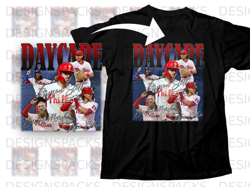 Black t-shirt with collage of Philadelphia Phillies baseball players.