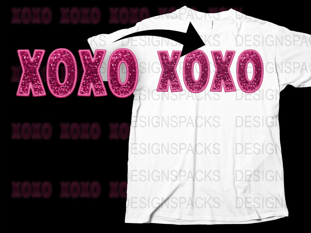Glitter XOXO T-Shirt, Sparkling Pink Letters, Fashion Tee, Casual Women's Top, Trendy Shirt Design, Gift Idea
