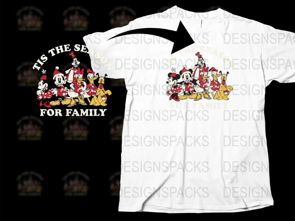 Festive Family Christmas T-Shirt, Holiday Mickey Mouse Design, Disney Group Matching Outfit