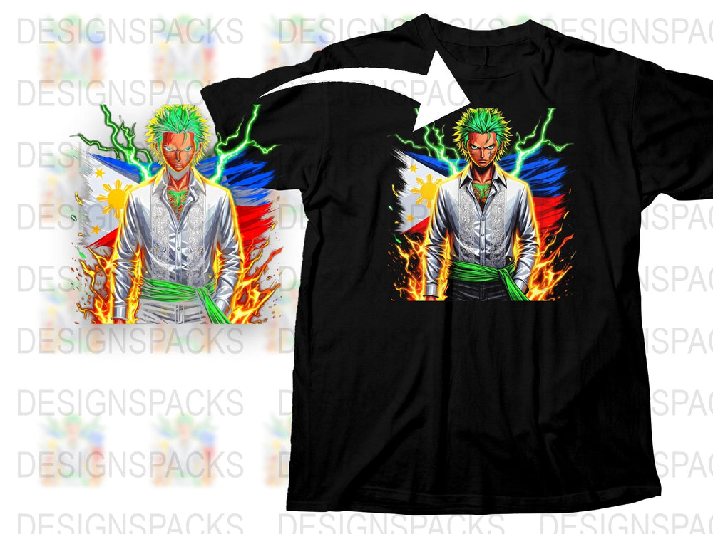 Anime Inspired Graphic T-Shirt, Colorful Character Print, Unisex Tee, Fiery Energy Design, Casual Fashion Wear