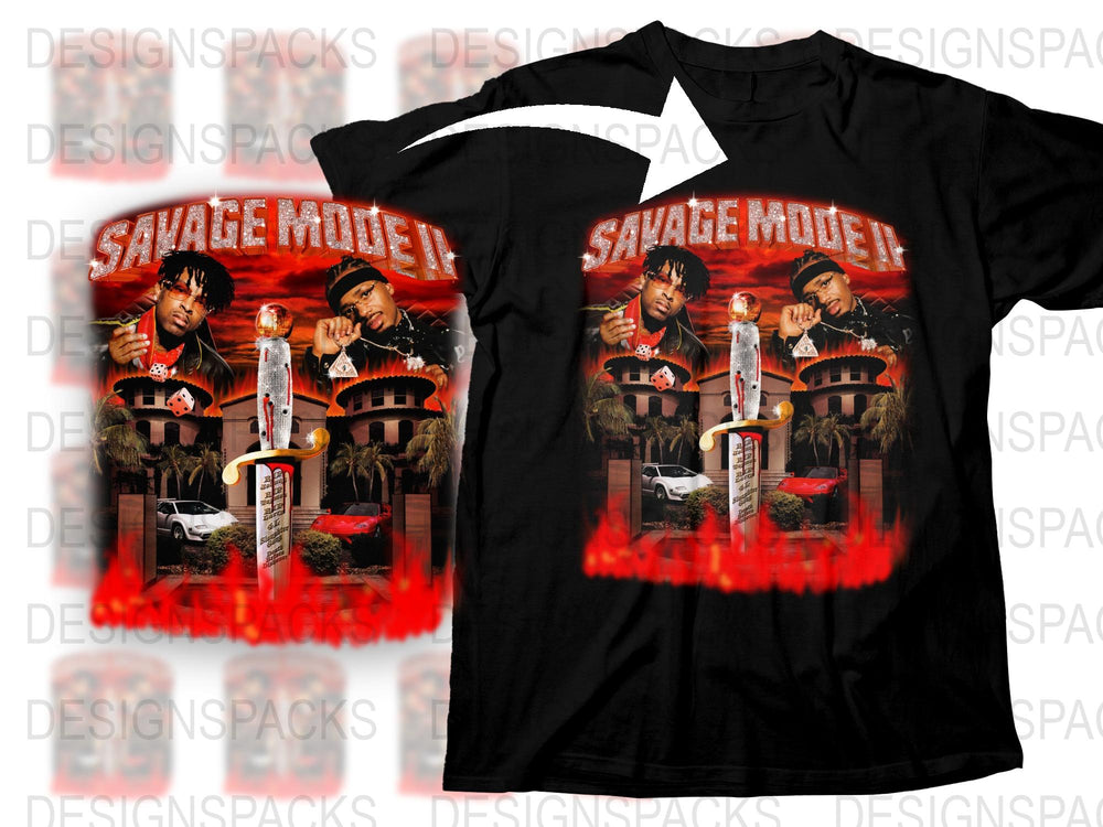 Savage Mode Graphic T-Shirt, Hip Hop Tee, Music Album Inspired Design, Vintage Style Shirt, Urban Streetwear, Men's Fashion Top