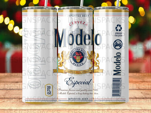 Modelo Especial beer can with 20 fl oz label and 