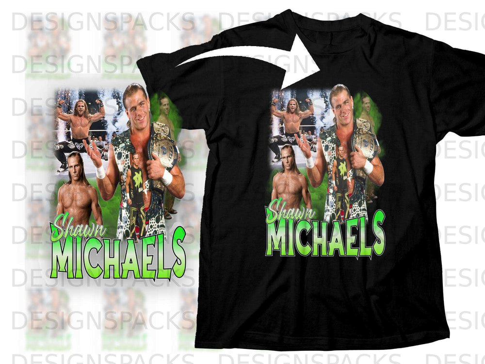 Shawn Michaels wrestling t-shirt with his image and "Shawn Michaels" text.