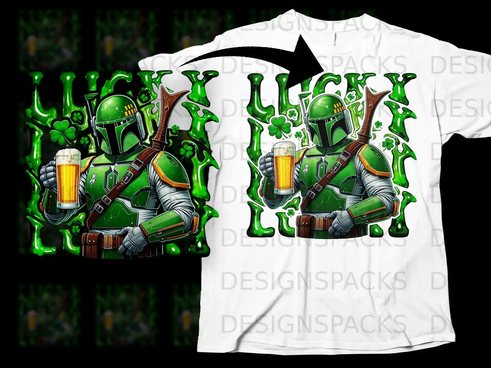 Lucky Green Armored Character Beer Shamrock St Patrick product type