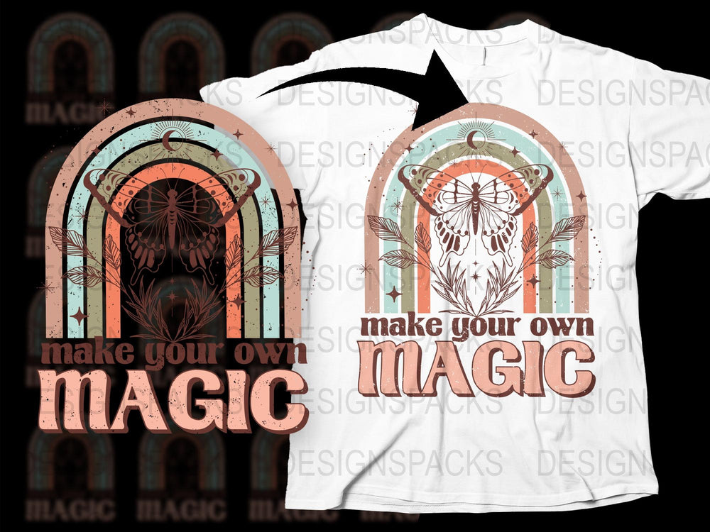 Bohemian Owl T-Shirt, Make Your Own Magic Graphic Tee, Mystical Animal Shirt, Colorful Vintage Style Top