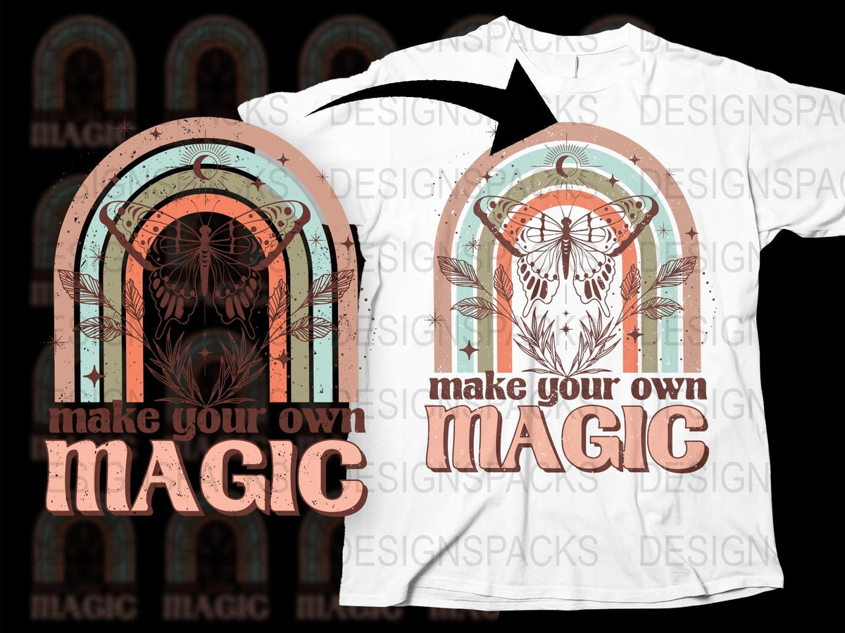 Bohemian Owl T-Shirt, Make Your Own Magic Graphic Tee, Mystical Animal Shirt, Colorful Vintage Style Top