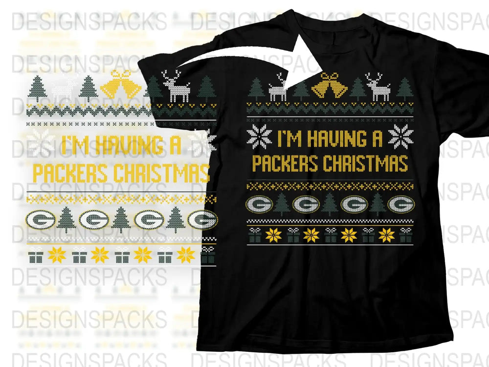 Festive Packers Christmas T-Shirt, Holiday Sports Fan Apparel, Green and Gold Xmas Tee, Unisex Winter Clothing Gift Ideas