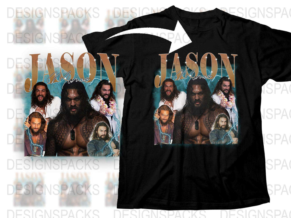 Black Graphic T-Shirt with Celebrity Collage Design, Trendy Fan Apparel, Unisex