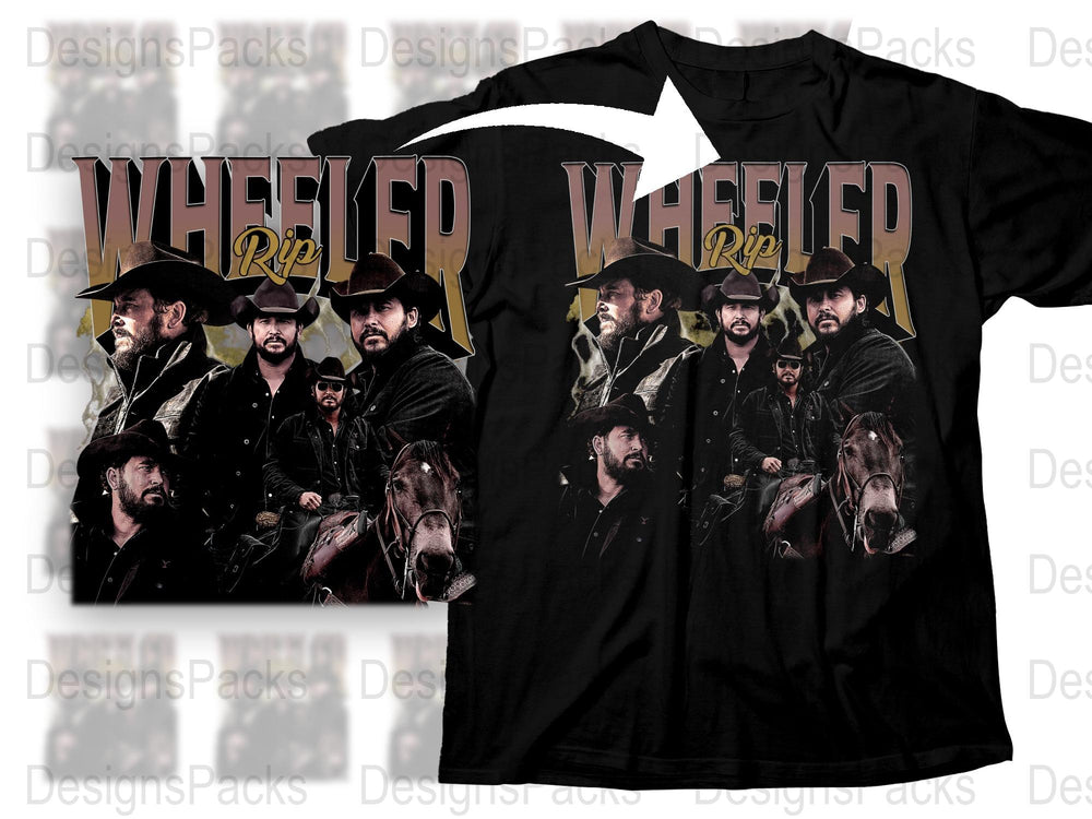 Wheeler Western Movie T-Shirt, Cowboy Hat Graphic Tee, Men's Black Casual Shirt, Vintage Style Film Apparel