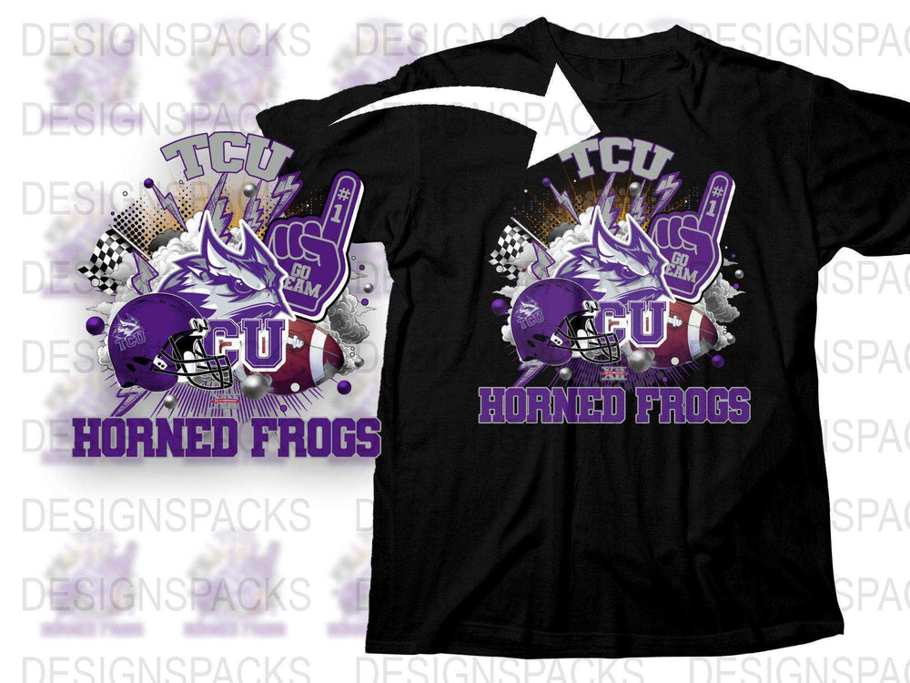 TCU Horned Frogs Graphic T-Shirt, College Sports Tee, Purple Football Helmet Design, Fan Gift Idea