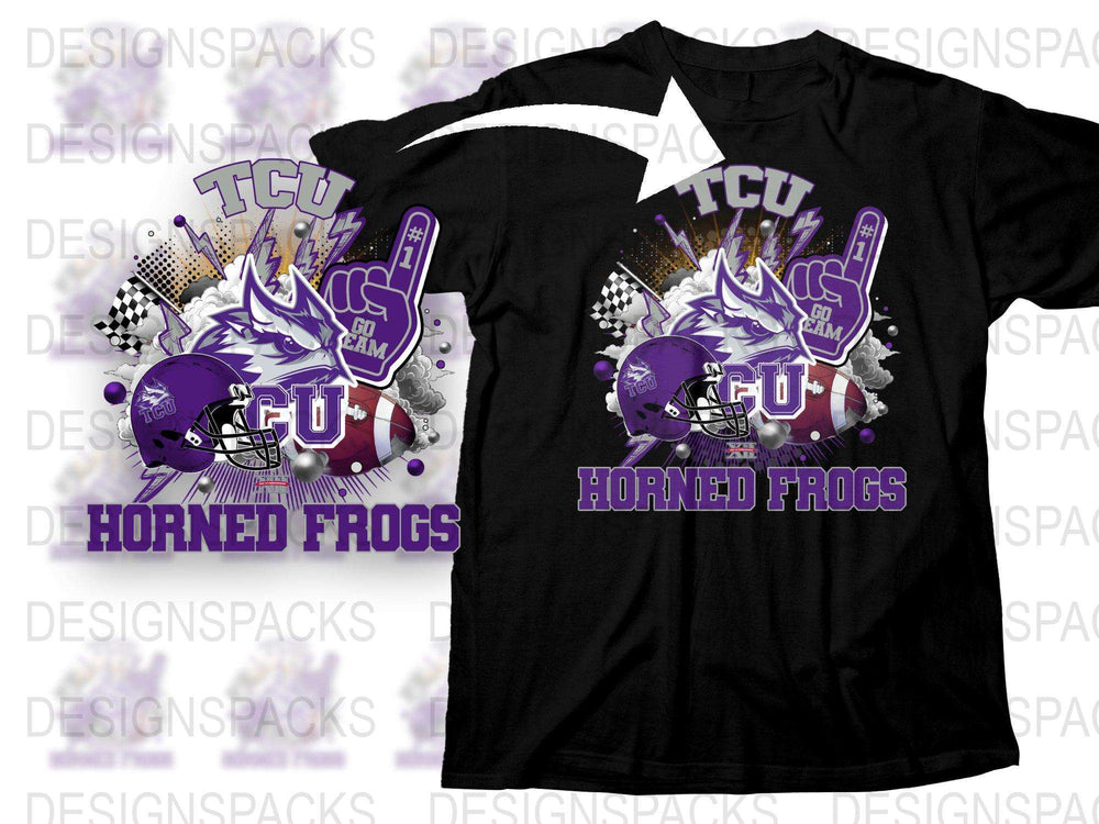 TCU Horned Frogs Graphic T-Shirt, College Sports Tee, Purple Football Helmet Design, Fan Gift Idea