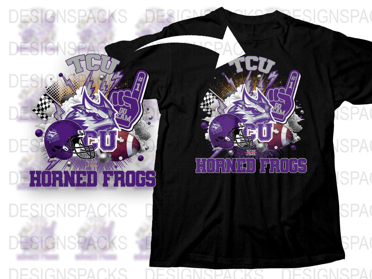 TCU Horned Frogs Graphic T-Shirt, College Sports Tee, Purple Football Helmet Design, Fan Gift Idea