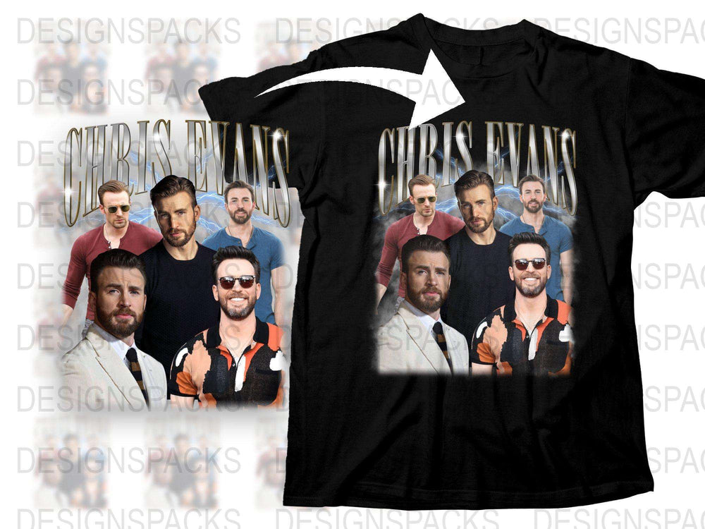Chris Evans Photo Collage T-Shirt, Celebrity Actor Fan Merch, Casual Graphic Tee, Gift Idea