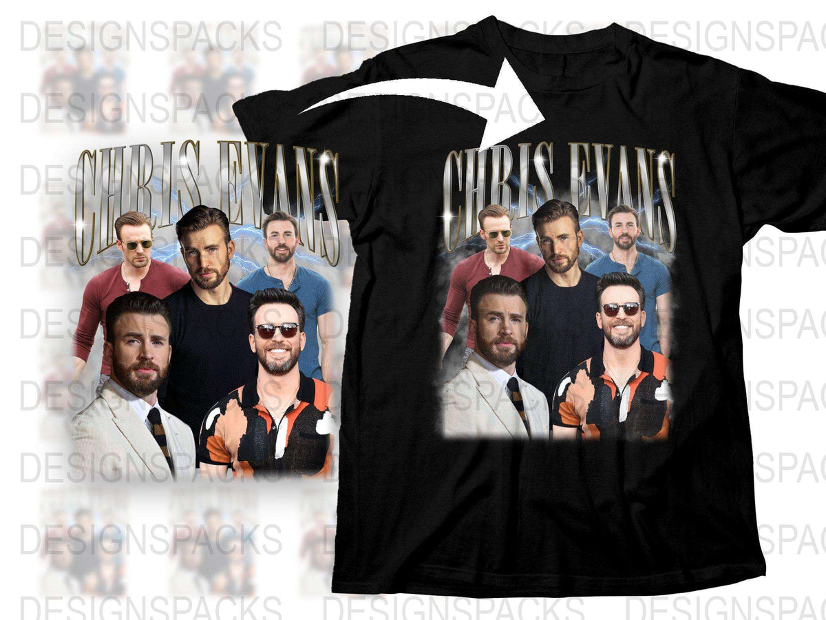 Chris Evans Photo Collage T-Shirt, Celebrity Actor Fan Merch, Casual Graphic Tee, Gift Idea