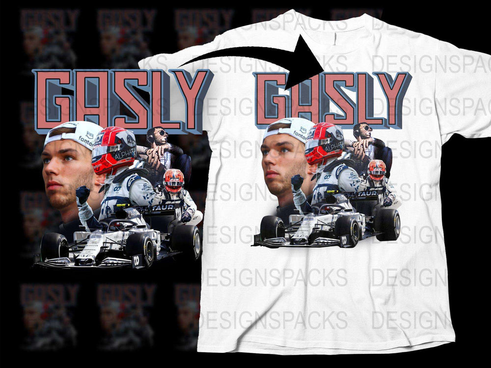 Pierre Gasly Graphic T-Shirt, F1 Racing Printed Tee, Motorsport Apparel, Men's Fashion, Sports Casual Wear