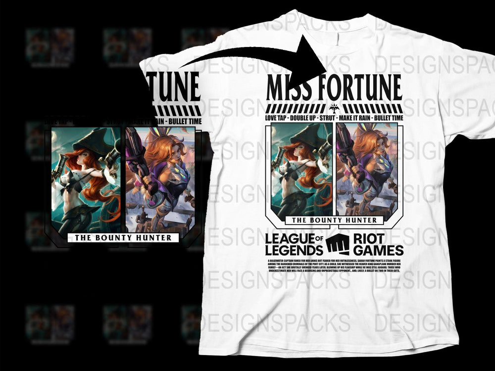 League of Legends Miss Fortune Bounty Hunter Graphic T-Shirt, Gaming Apparel