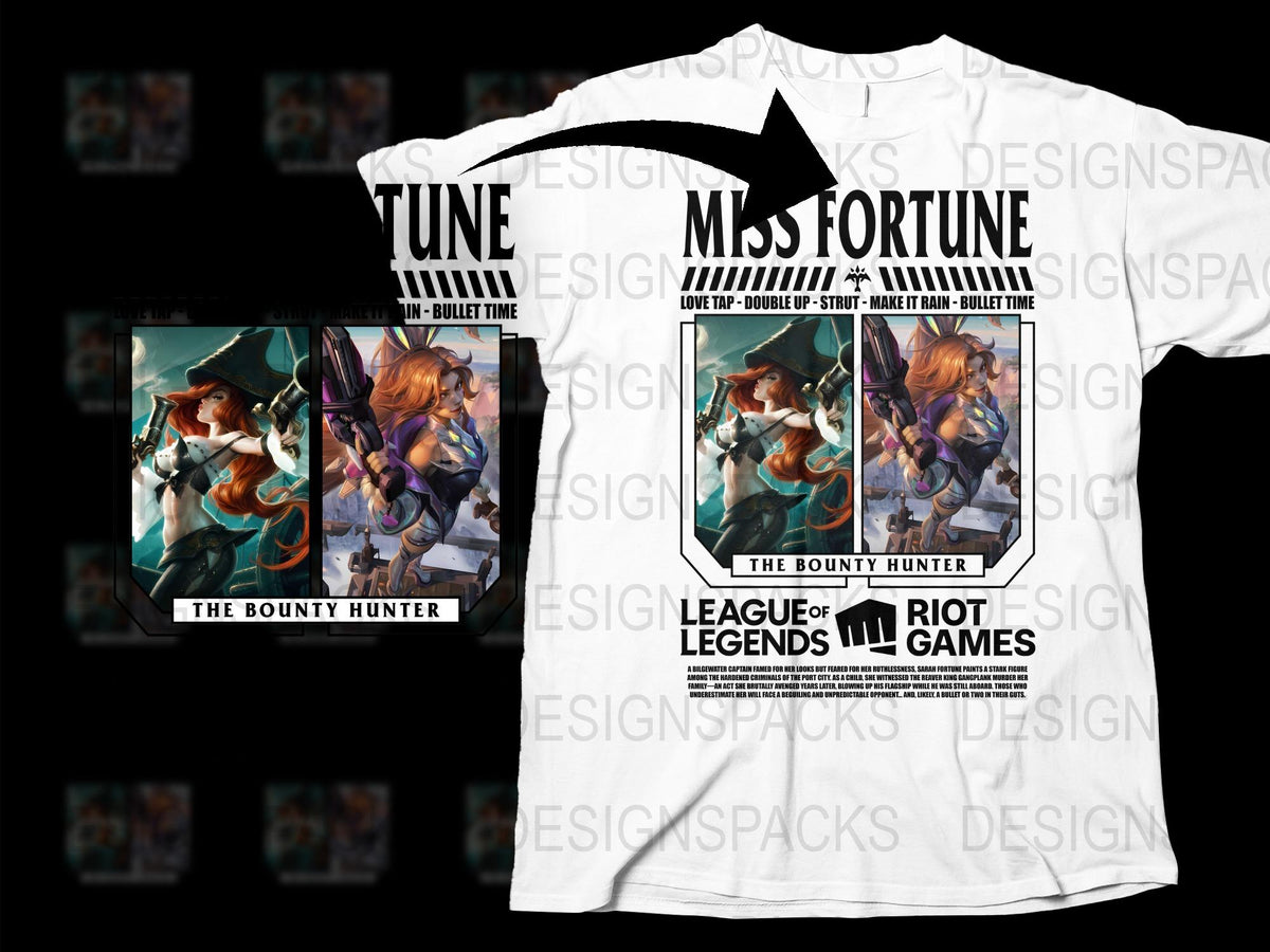 League of Legends Miss Fortune Bounty Hunter Graphic T-Shirt, Gaming Apparel