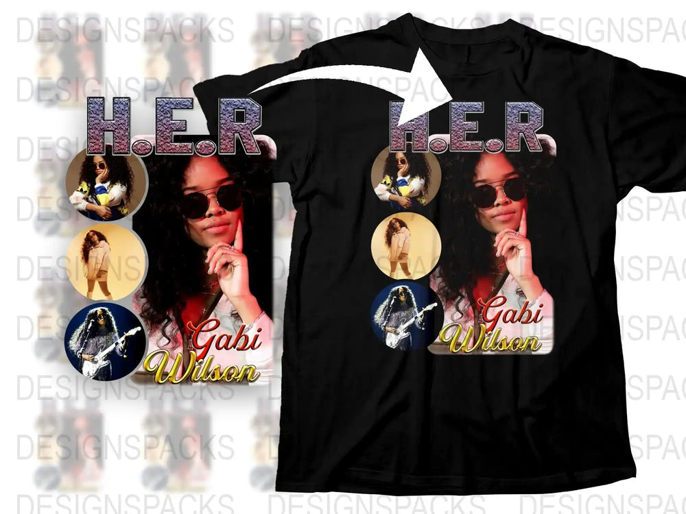Custom Gabi Wilson Inspired Graphic T-Shirt, Her Album Photo Print Tee, Unisex Fashion Black Shirt