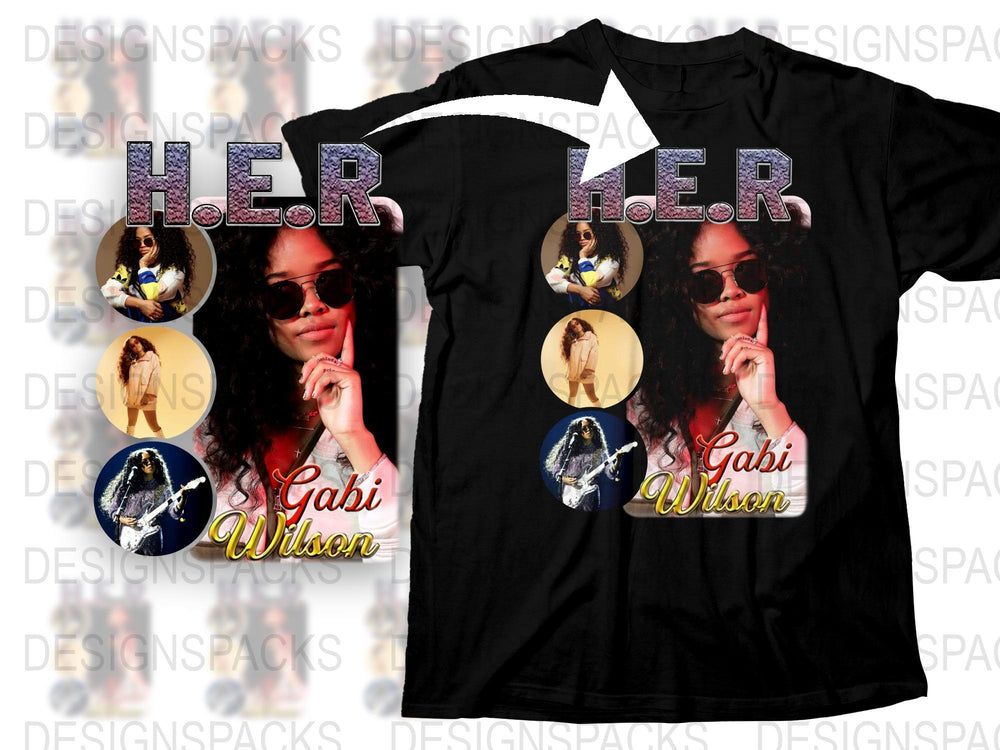 Custom Gabi Wilson Inspired Graphic T-Shirt, Her Album Photo Print Tee, Unisex Fashion Black Shirt