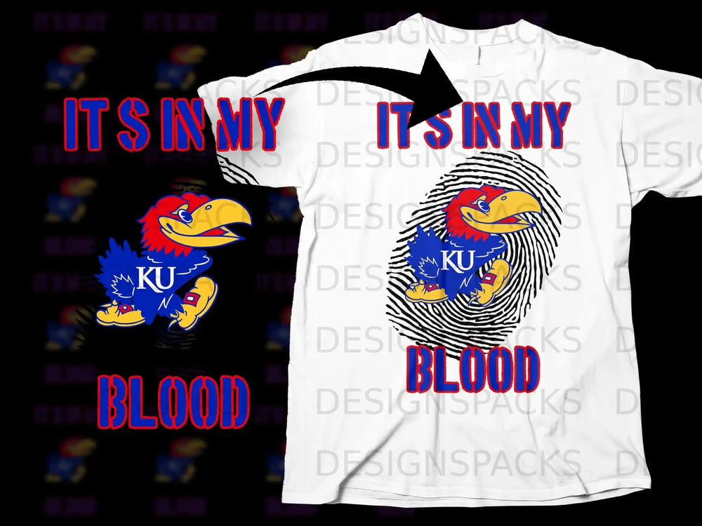 It's In My Blood KU Jayhawk Design T-Shirt