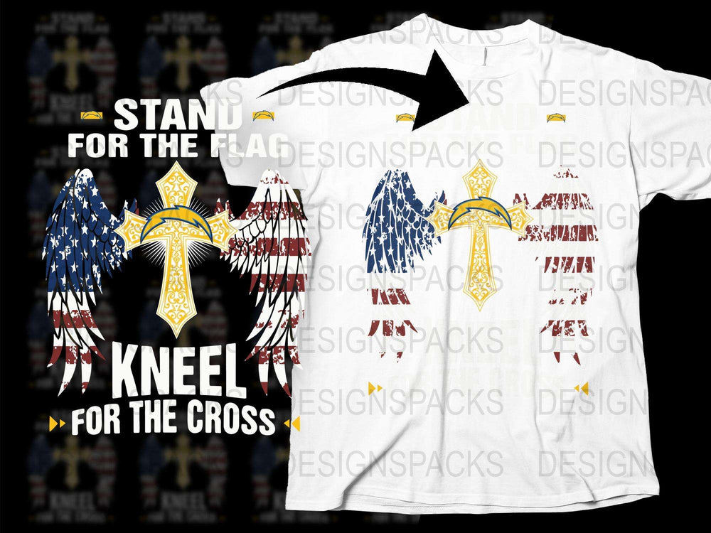 Patriotic T-Shirt Stand for the Flag Kneel for the Cross, Christian Tee, USA Flag Cross Shirt, Men's Women's Graphic Tee, American Pride