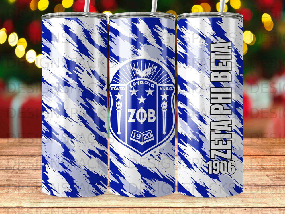 Zeta Phi Beta ZOB 1906 Blue White Distressed Tumbler product type