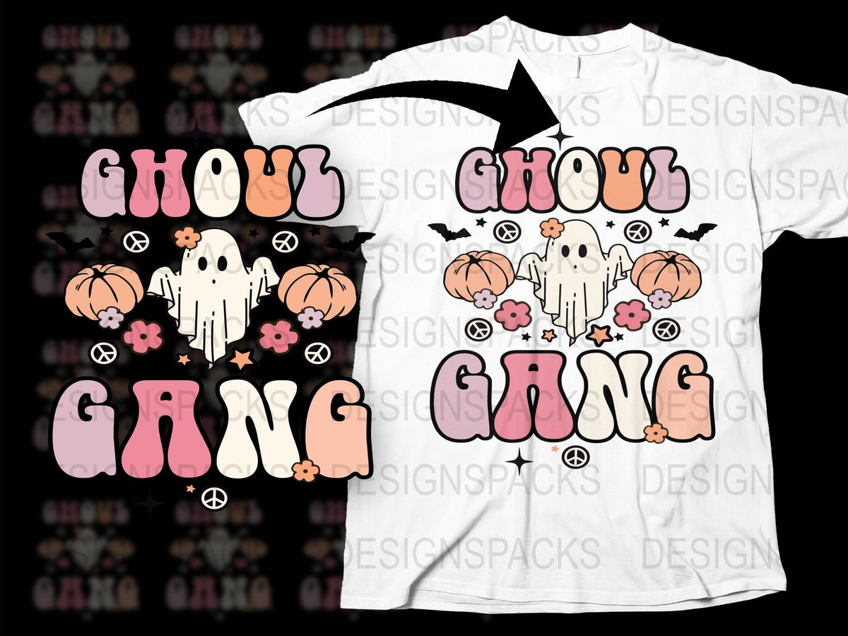 Ghoul Gang Halloween T-Shirt, Cute Ghost and Pumpkin Graphic Tee, Unisex Fall Apparel