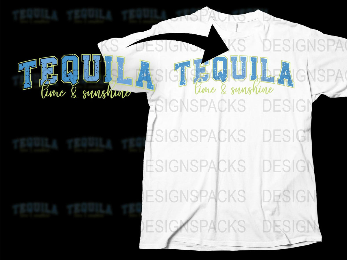 Tequila Fine and Sunshine Graphic T-Shirt, Summer Casual Wear, Unisex Tee, Trendy Party Shirt Design, Bold Typography