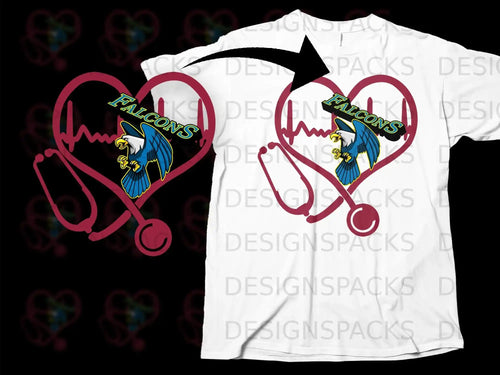 Falcons Stethoscope Heartbeat Design T-shirt