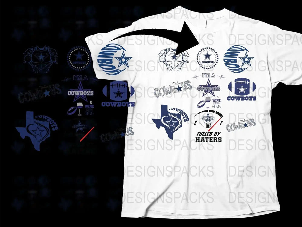Dallas Cowboys T-Shirt, Fueled By Haters Graphic Tee, Football Fan Apparel, Casual Sports Wear, Star Logo Design, Men's Fashion